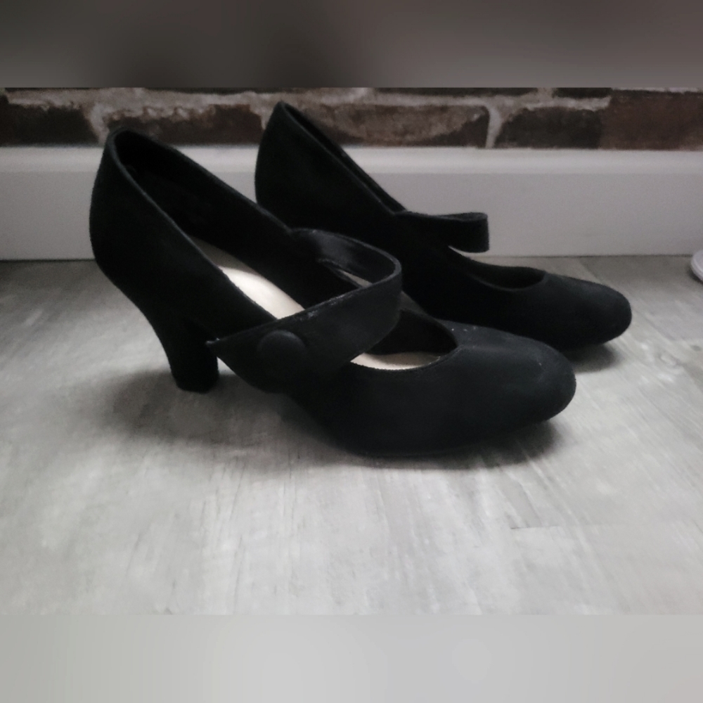 Suede Mary Jane Heels